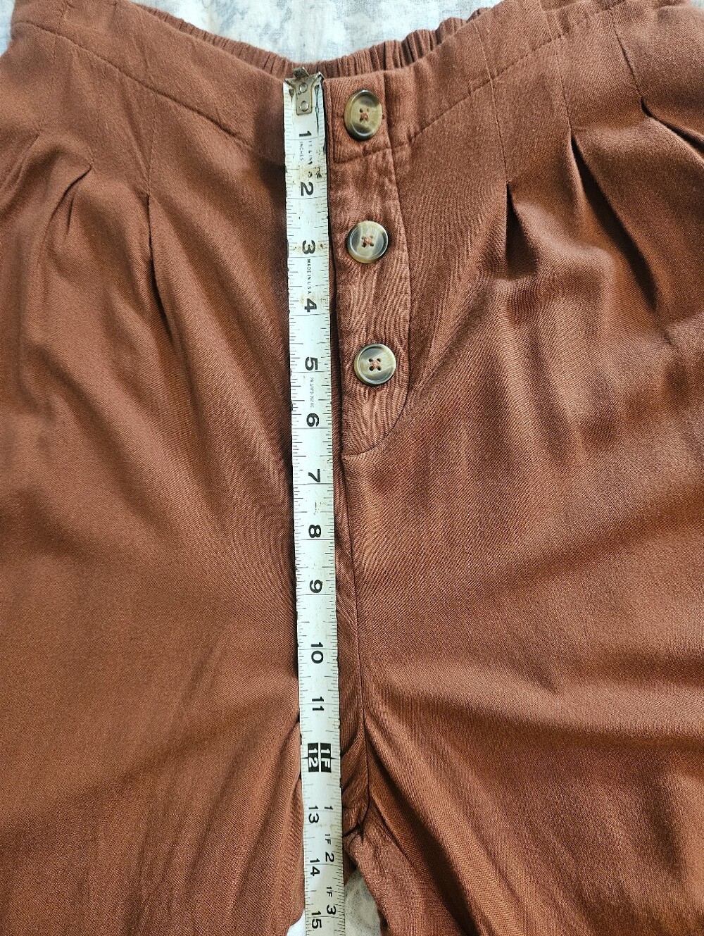 American Eagle Flowy Vacation Wide Leg Rust Fairy Pull On Pants - Picture 5 of 7